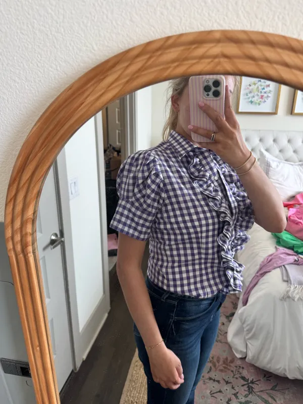 Double R by Ravi Ratan Purple gingham top - Image 8