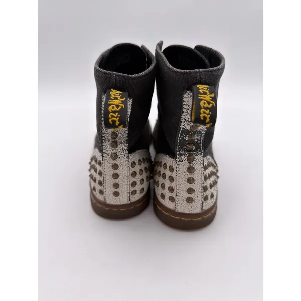 Dr Martens Hackstud Studded Canvas Black Spike Grunge Crackle Boots UK6 EU39 US8 - Image 3