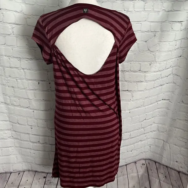 Billabong Dress - Cotton Burgundy Striped - L - Image 2