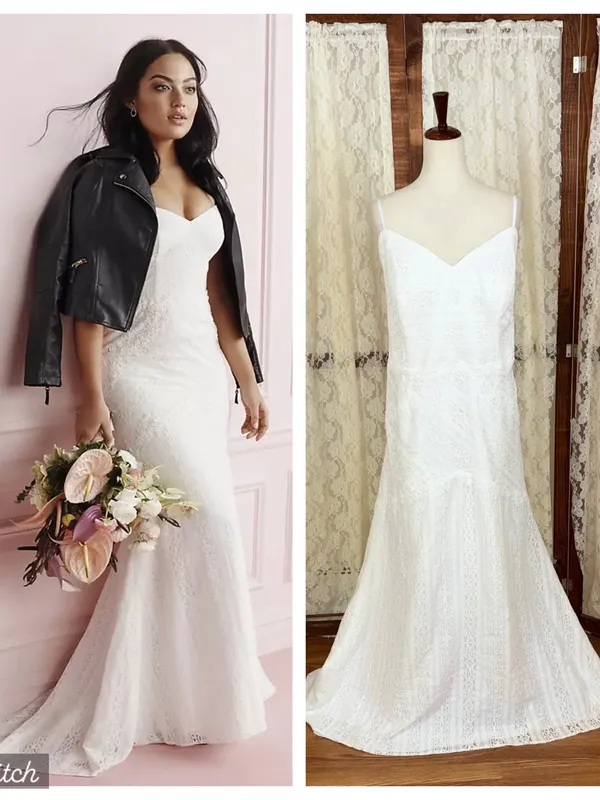 Gorgeous New Galina by David’s Bridal Crochet Lace Slip Wedding Gown - Image 2