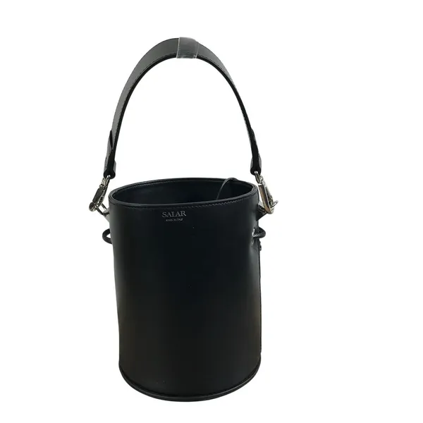 SALAR Italian Leather Studed Bucket Handbag Black Boho Luxury Rare Made In Italy - Image 5