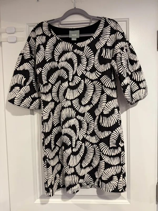 Maeve Anthropologie Windfall Mini Dress Black White Leaf Print Women's X-Small - Image 3