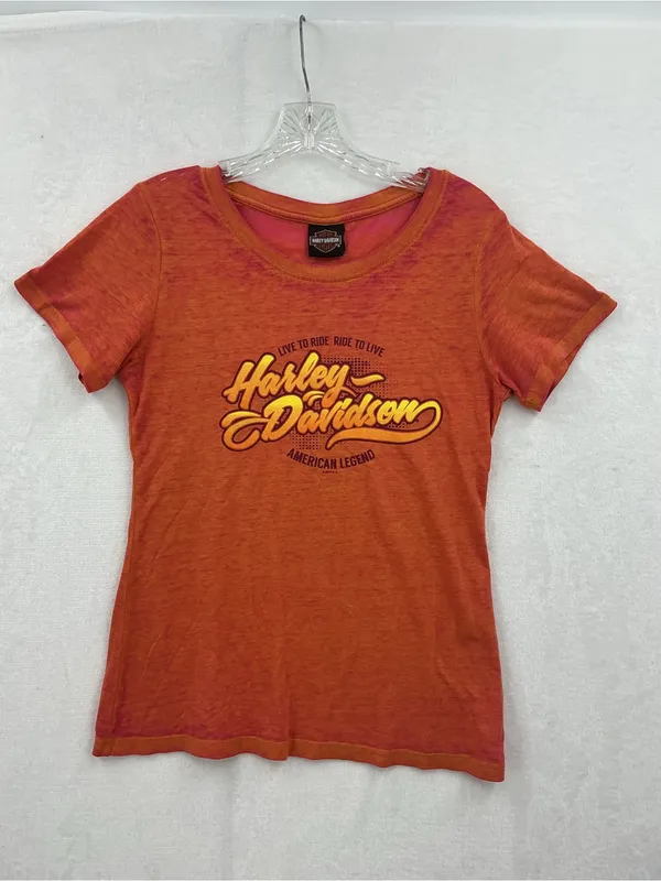 Harley-Davidson Orange Graphic Logo Short Sleeve Tee 854 - Image 3
