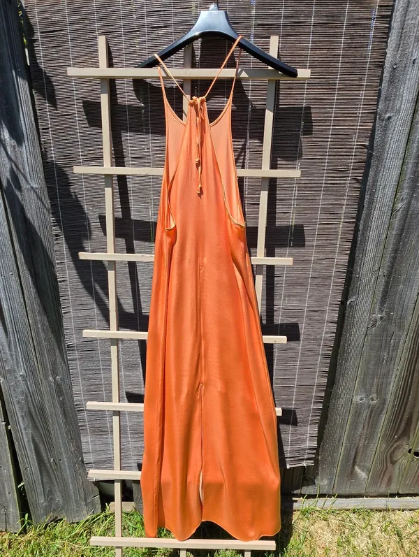 NEW ZARA Maxi Dress Satin Burnt Orange size S - Image 4