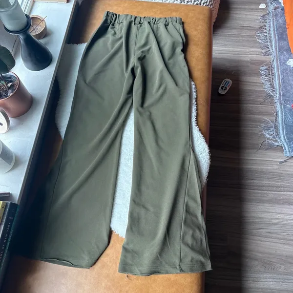 Rewash Olive Green‎ Wide Leg Flare High Waisted Trousers Pants Size M Back - Image 8