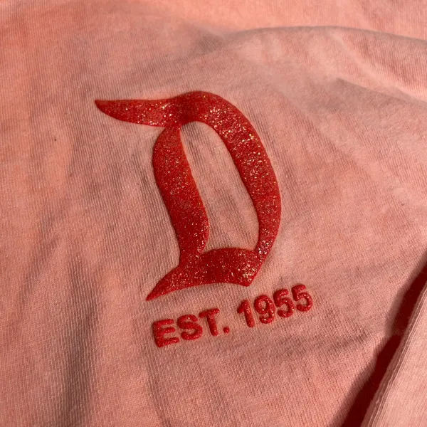 Disney Parks Spirit Jersey Disneyland‎ Resort Coral Pink Glitter Puff Print M - Image 4