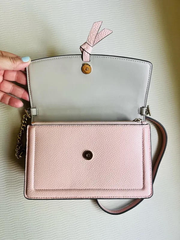 Kate Spade Knott Flap Crossbody Pink Pebbled Leather Chain Strap Bag NWOT - Image 6