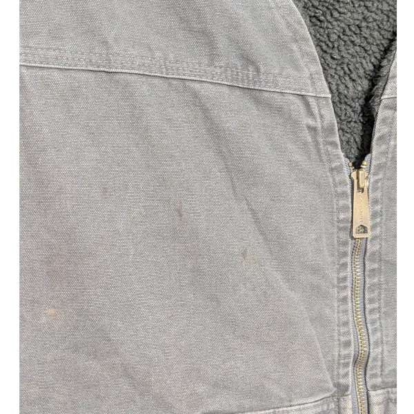 Vintage Y2K Carhartt Sandstone Rugged Vest Sherpa Lined Duck Canvas Dark Gray 3X - Image 4
