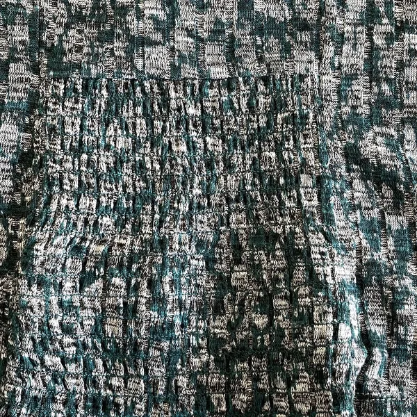 IN San Francisco Square Neck Top Womens Medium Teal Grey Abstract Smocked Ribbed - Image 4