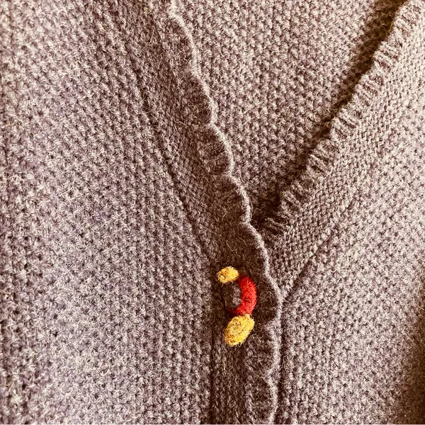 April Cornell Vintage Wool Cardigan Knit Sweater Blue Button Front sz L - Image 6