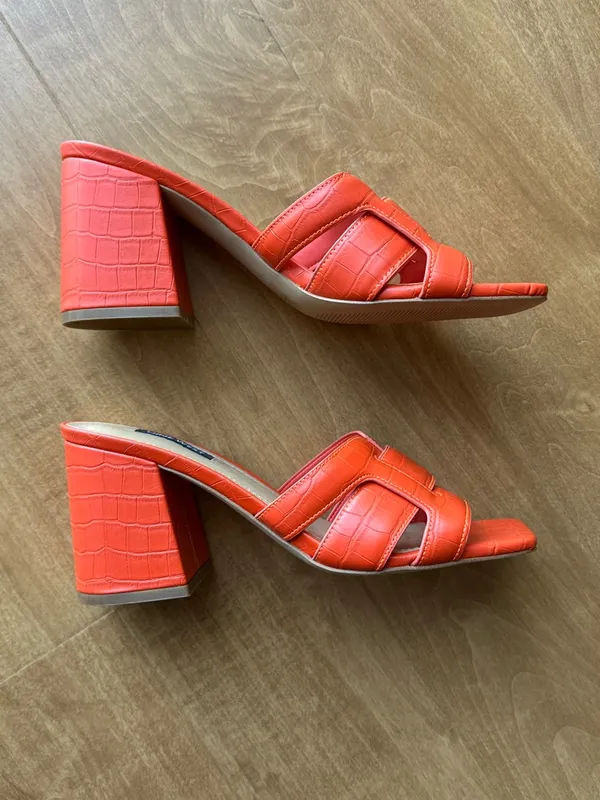Nine West Women’s Kaelyn Square Toe Slip On Heel Sandals, Dark Orange, Size 8.5 - Image 8