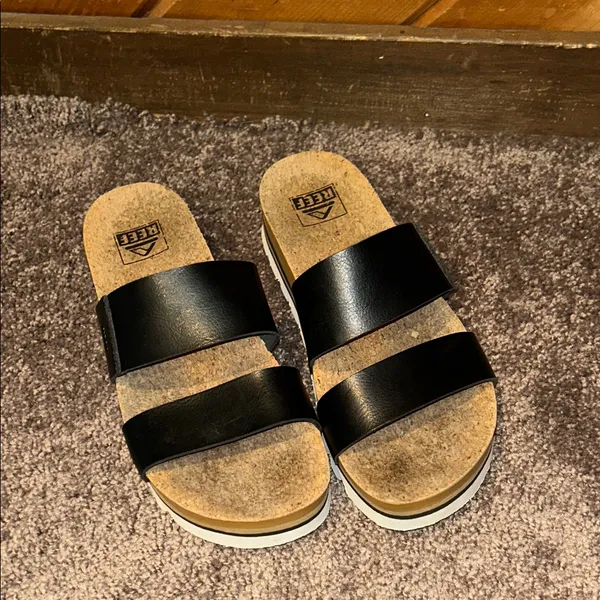 Reef Cushion Black Vista Hi platform slip on two strap chunky sole sandals - Image 2
