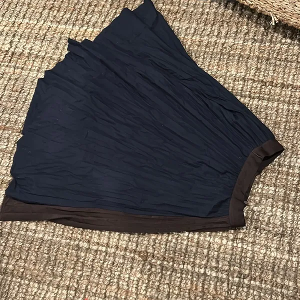 Till Navy N Brown Pleated Midi Skirt Size Small - Image 3