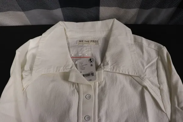 We The Free Alisa Mixed Media Button Up Top White Size M - Image 2