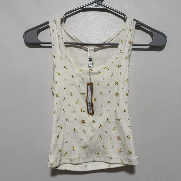 Skims NWT Cotton Crop Rib Tank in Marigold Rosebud Print Size Medium - Image 2