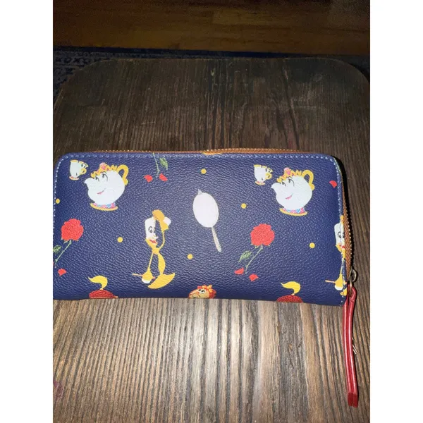 Beauty and the Beast Navy Zip Around Wristlet Wallet Mrs Potts Lumiere - Image 2