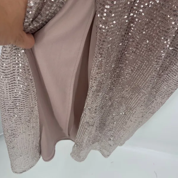 Alex & Eve Sequin Cocktail Dress Sz 12 Prom Old Hollywood Gala Champagne Rose - Image 11