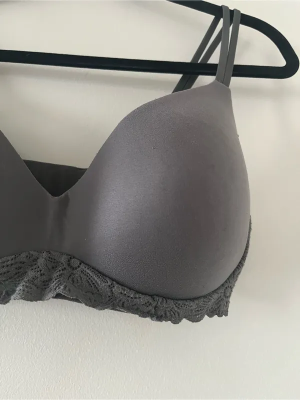 Aerie Real Sunnie Wireless Gray Bra 36D Lace Strappy - Image 2