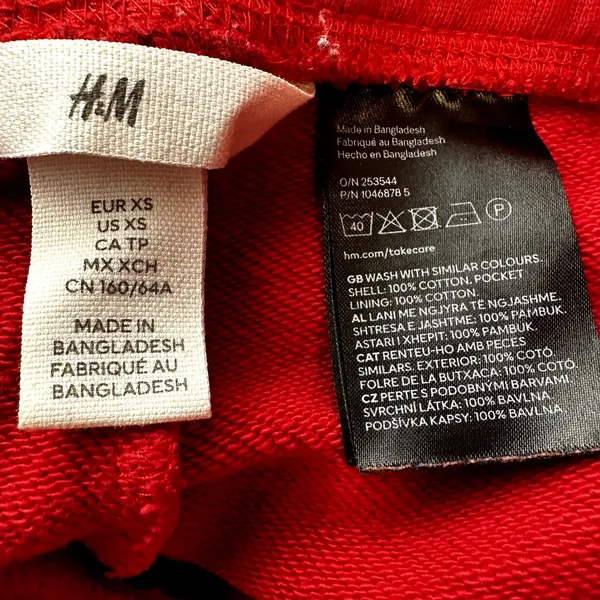 H&M Sweat Shorts Elastic Waistband Mid Rise Pockets Stretch Lounge Cotton Red XS - Image 2