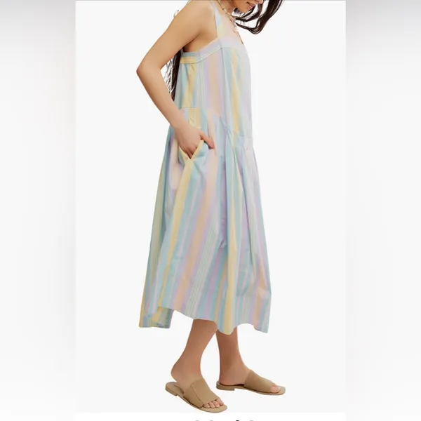 Free People Multicolor Striped Midi Dress - Image 3