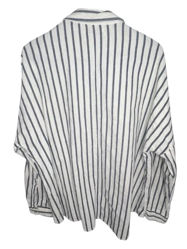 Urban Outfitters Blue And White Striped Long Sleeve Button Down Shirt W/ Pocket - Image 6