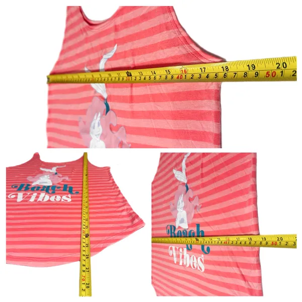 Disney Ariel Beach Vibes Striped Tank Top Size M Coral Pink - Image 6