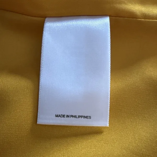NWOT Express Satin Mustard Yellow Floral Bird Twist Front Tulip Midi Dress Small - Image 11
