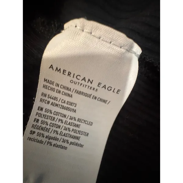 American Eagle Ribbed Black Tank‎ Top Women's Large Square Neck Stretch Basic - Image 4