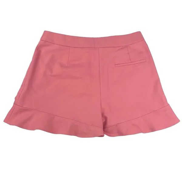 Zara Basic Pink Pocket High Rise Stretch Chic Ruffle Hem Flare Short Size M - Image 2