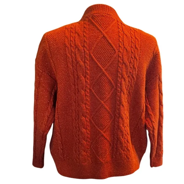 Taylor Swift “Life of a Showgirl” Cardigan Orange Sparkly Cable Knit XS/SM - Image 4