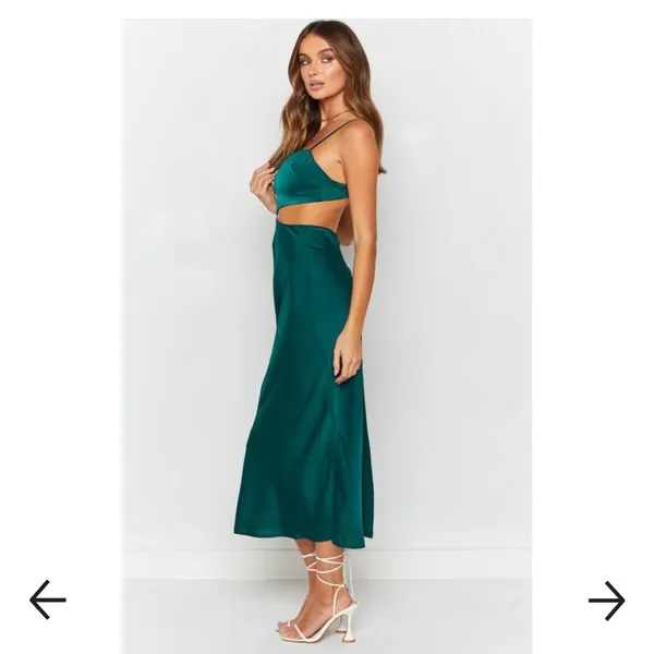 Beginning boutique forgiveness cut out satin dress in emerald - Image 8