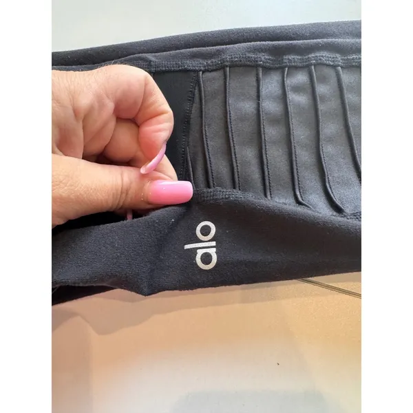 Alo Moto Leggings Women S Black Stretch Moto Ribbed Panels Athleisure Minimalist - Image 2