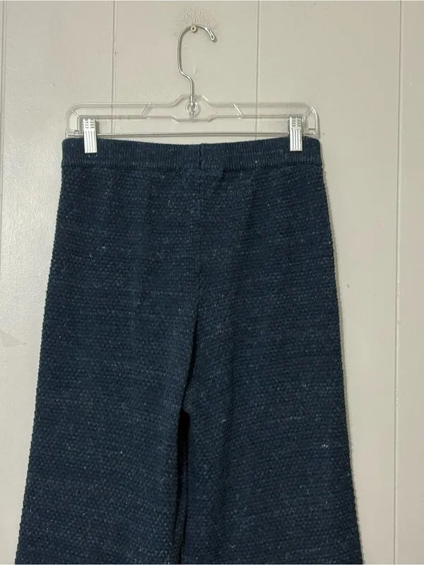 Free People Beach Hailee Knit Pants Blue Wide Leg Lounge Sweater Pants Size S - Image 7