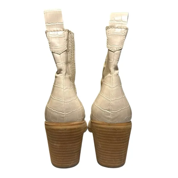 Steve Madden Geniva Beige Crock Faux Leather Square Toe Heel Boots Size 10M - Image 3