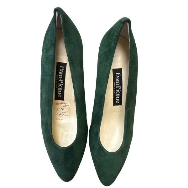 Evan Picone women’s green leather suede heels shoes size 5M SKU 3812 - Image 6