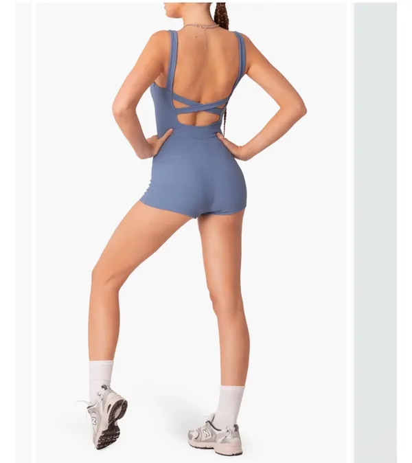 Edikted Drea Open Back Ribbed Romper - Image 2