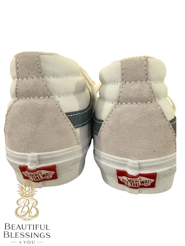 Vans Sk8 Off White Suede White Dark Green Striped Sneakers Women’s 8 Casual - Image 5
