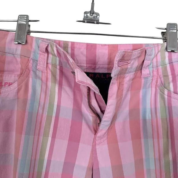 Ralph by Ralph Lauren Womens Sz 0 St Barts Hilite Plaid Pink Capri Pants Y2K - Image 6