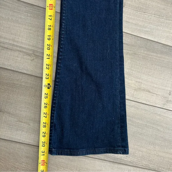 Free People Kaye Button Fly Mid Rise Flare Dark Wash Denim Jeans 28 - Image 10