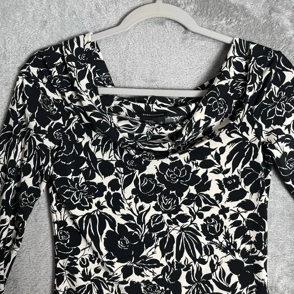 Vintage Goth Romantic Black White Floral Off Shoulder Top Y2K Baddie 90s Small‎ - Image 4