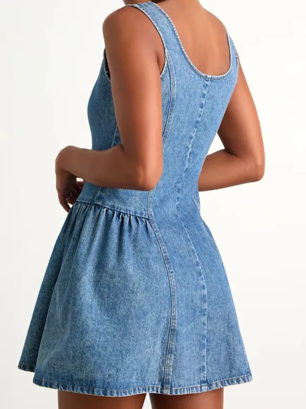 NWT Lulus Prinsley Denim Button Front Dress Size Medium - Image 6