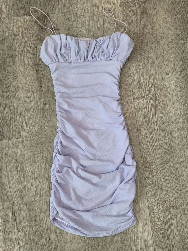 Princess Polly Lavender Ruched Mini Dress Spaghetti Strap Elastic Bustline Sz 0 - Image 2