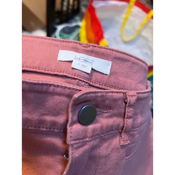 Loft Womens Size 4 Flare Wide-Leg Crop Jeans in Coral Pink Orange Stretch Cotton - Image 10