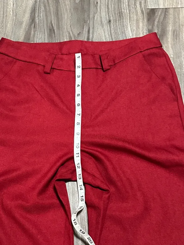 SHEINBAE is Red High-Rise Wide Leg Pants with Cuffed Hem - Image 8
