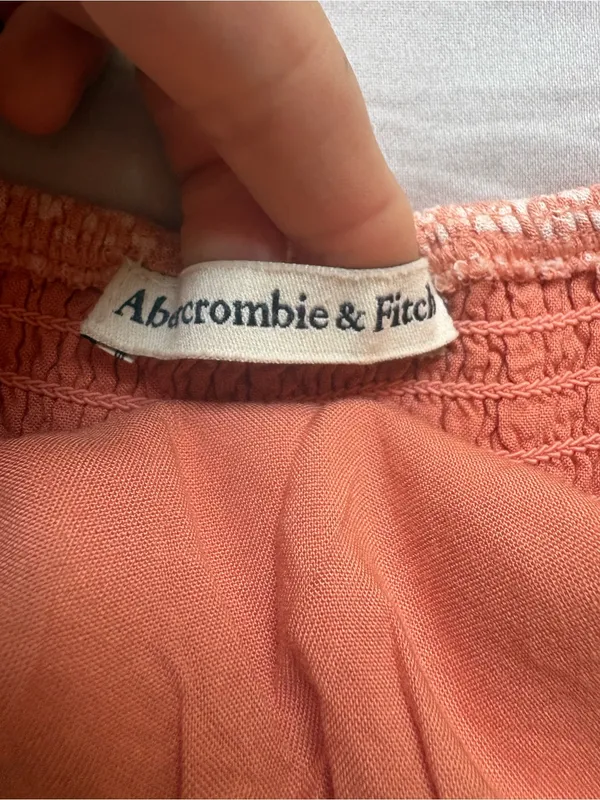 Abercrombie & Fitch Smocked Floral Mini Dress Peach Size S Ruffle Hem - Image 2