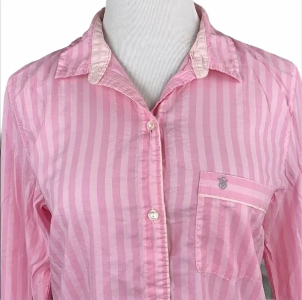 Victoria’s Secret Iconic Pink Striped Button Down Sleep Shirt - Image 3