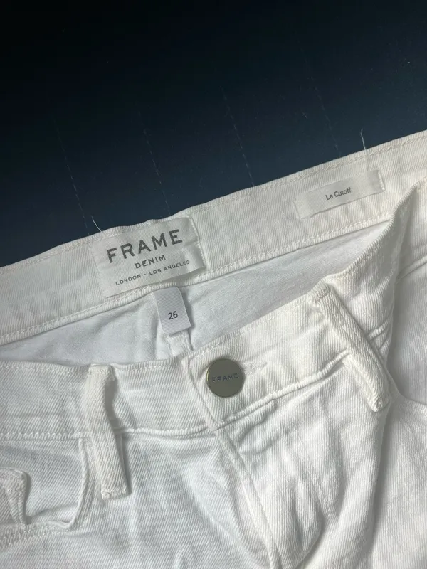 White Frame Denim Jean Shorts Le Cut-Off 26 - Image 3