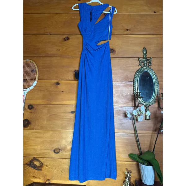 NWT Lulus Upgraded Stunner Royal Blue Ribbed Cutout Sleeveless Maxi Dress Size S - Image 6