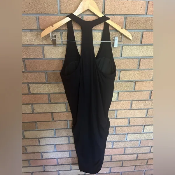 Athleta Black Racerback Ruched Tank Body con Padded Dress Size Small Petite SP - Image 4