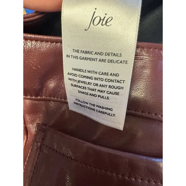 Joie Women's Size 10 Burgundy Faux Leather‎ Straight Leg Pants NWT Lined - Image 14